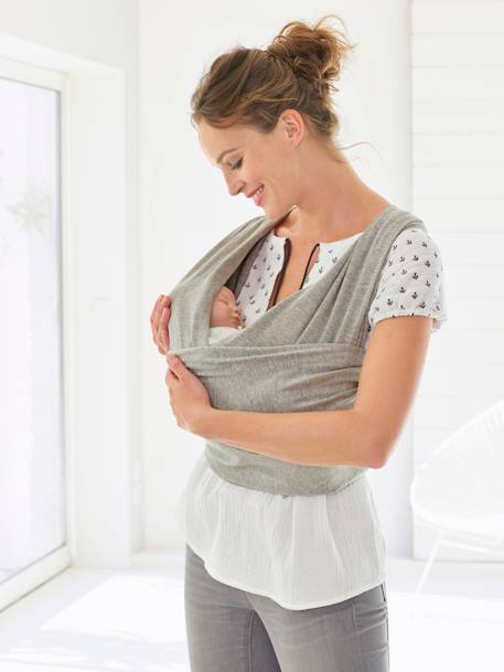 Draagdoek VERTBAUDET beige, bedrukt+GRIJS CHINE PUCE+ivoor blaadjes+wit, bedrukt - vertbaudet enfant 