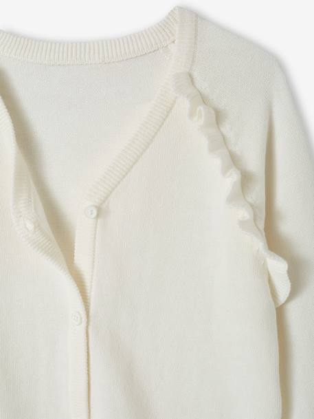 Meisjesvest met ruches ecru+goudbeige+groen - vertbaudet enfant 