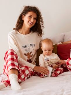 Zwangerschapskleding-Pyjama, voor in huis-Kerstpyjama "Happy Family" voor dames