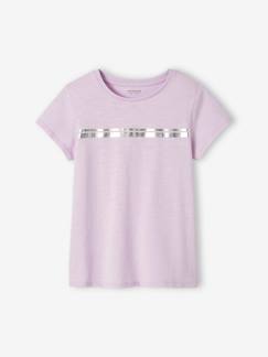 Meisje-T-shirt, souspull-Iriserend gestreept sportshirt voor meisjes