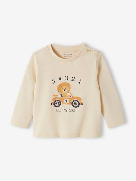 Decoratief T-shirt babyjongen grijs gechineerd+vanille - vertbaudet enfant 