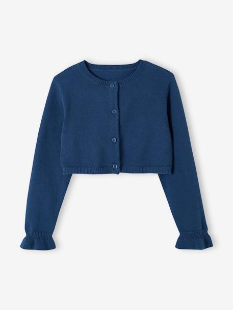 Bolerovest meisje chambrayblauw+oudroze - vertbaudet enfant 