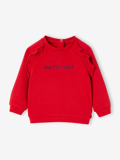 Personaliseerbare fleece babysweater rood+rozenhout - vertbaudet enfant 