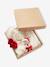 Kerstcadeauverpakking 'Renne' jacquard trui + 2 scrunchies voor meisjes ecru+lichtroze - vertbaudet enfant 