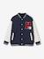 Teddy-sweatshirt in fleece voor jongens met lusbadge. antraciet+dennen+marineblauw+smaragdgroen - vertbaudet enfant 