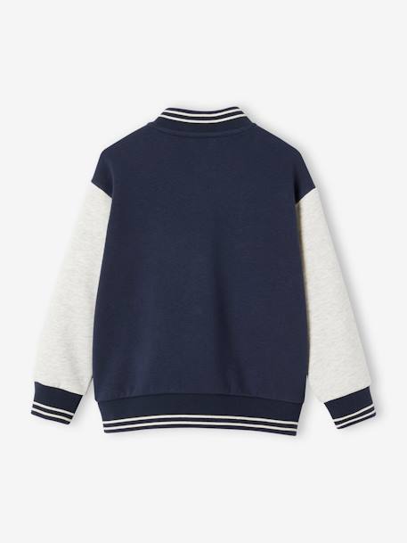 Teddy-sweatshirt in fleece voor jongens met lusbadge. antraciet+dennen+marineblauw+smaragdgroen - vertbaudet enfant 