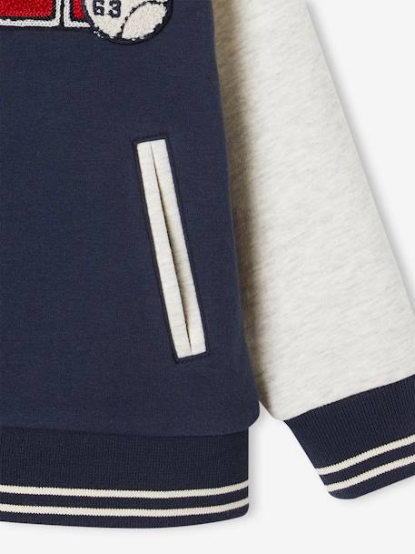Teddy-sweatshirt in fleece voor jongens met lusbadge. antraciet+dennen+marineblauw+smaragdgroen - vertbaudet enfant 