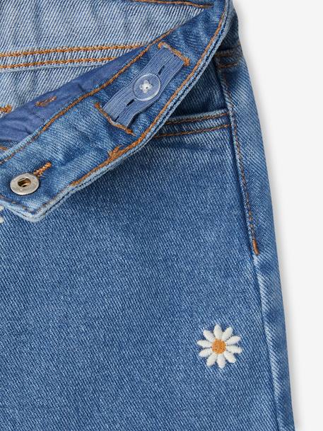 Jeansshort voor meisjes met geborduurde bloemen stone - vertbaudet enfant 