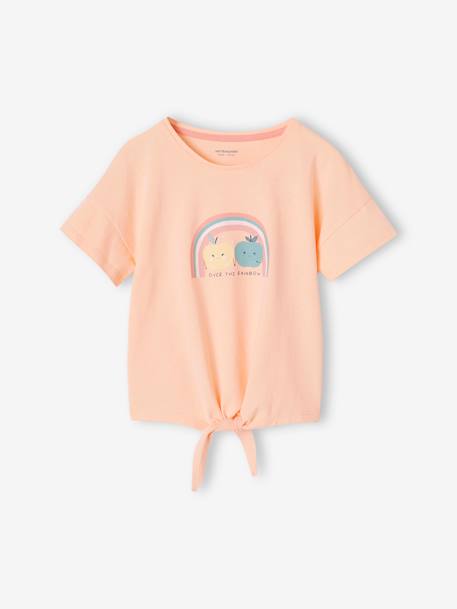 Pyjashort voor meisjes met regenboog perzik - vertbaudet enfant 
