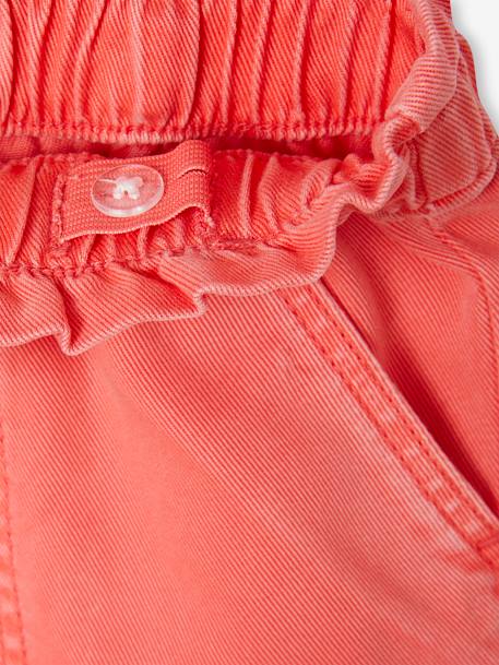 Soepele meisjesbroek in 'paperbag'-stijl kaki+koraal+rozen - vertbaudet enfant 