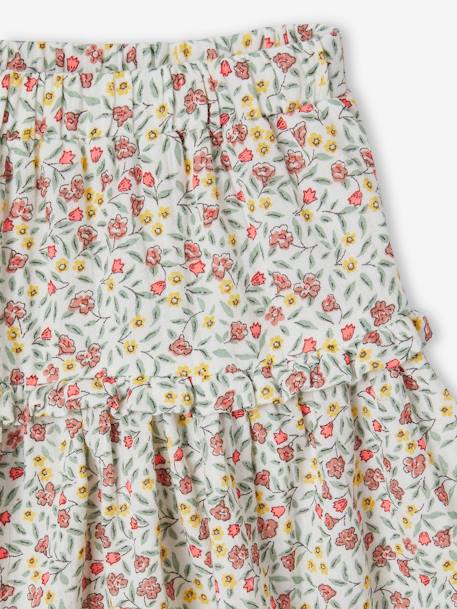 Bloemetjesrok van katoengaas voor meisjes ecru - vertbaudet enfant 