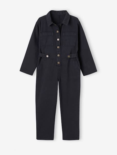 Jumpsuit meisjes met 'worker'-stijl antraciet - vertbaudet enfant 
