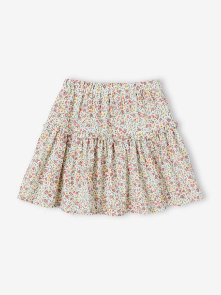Bloemetjesrok van katoengaas voor meisjes ecru - vertbaudet enfant 