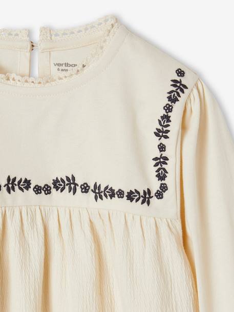 Blouse-T-shirt met bloemenprint voor meisjes vanille - vertbaudet enfant 