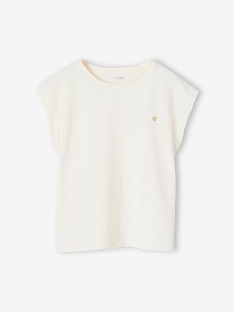 Effen Basics meisjesshirt met korte mouwen blauwgroen+ecru+marineblauw+snoepjesroze - vertbaudet enfant 
