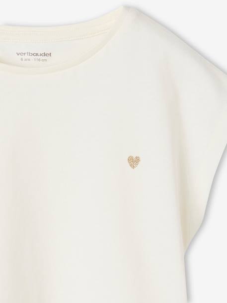 Effen Basics meisjesshirt met korte mouwen blauwgroen+ecru+marineblauw+snoepjesroze - vertbaudet enfant 