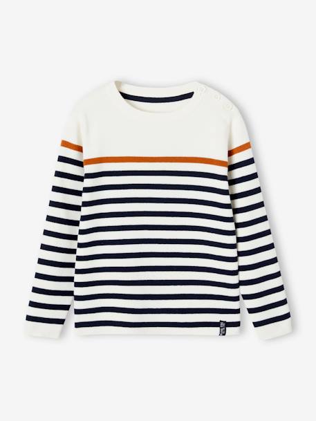Gestreepte jongenstrui ecru+GESTREEPT MARINEBLAUW OKERGEEL+groen+Marine en ivoor gestreepte sal - vertbaudet enfant 