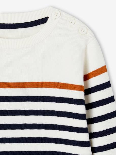 Gestreepte jongenstrui ecru+GESTREEPT MARINEBLAUW OKERGEEL+groen+Marine en ivoor gestreepte sal - vertbaudet enfant 