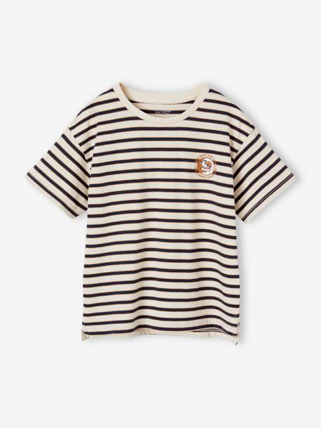 T-shirt met strepen fantasie jongens marineblauw, gestreept - vertbaudet enfant 