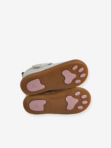 Stoffen sloffen met klittenband en print voor baby chambrayblauw+roze, bedrukt+wit, bedrukt - vertbaudet enfant 