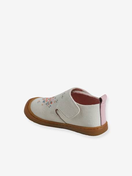 Stoffen sloffen met klittenband en print voor baby chambrayblauw+roze, bedrukt+wit, bedrukt - vertbaudet enfant 