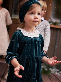 -Kerstcadeauverpakking fluwelen jurk + hoofdband voor babymeisjes