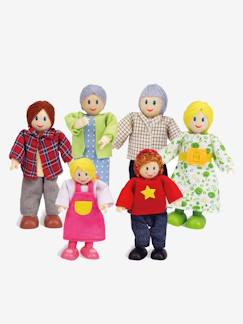 -Familie van 6 houten poppen van Hape