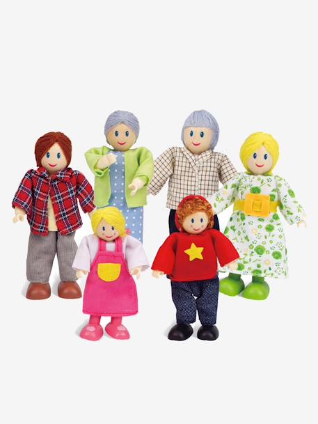 Familie van 6 houten poppen van Hape VEELKLEURIG - vertbaudet enfant 