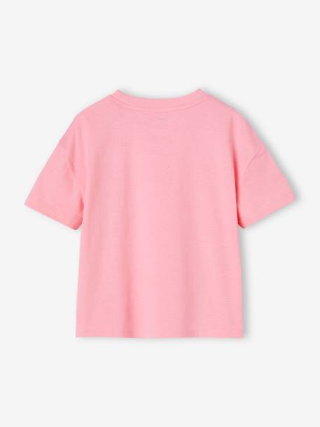 Effen Basics meisjesshirt met korte mouwen abrikoos+rood+snoepjesroze - vertbaudet enfant 