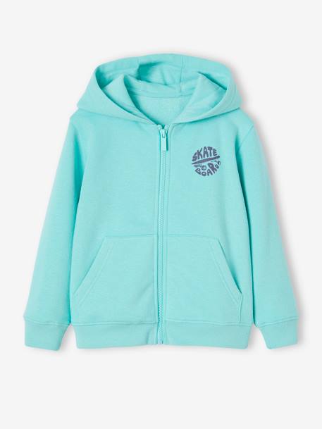 Jongenssweater met rits en capuchon Basics gemêleerd wit+okergeel+pecannoot+rood+turquoiseblauw - vertbaudet enfant 