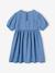 Jurk van lichte spijkerstof ongewassen denim+rozen+stone+vanille - vertbaudet enfant 