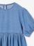Jurk van lichte spijkerstof ongewassen denim+rozen+stone+vanille - vertbaudet enfant 