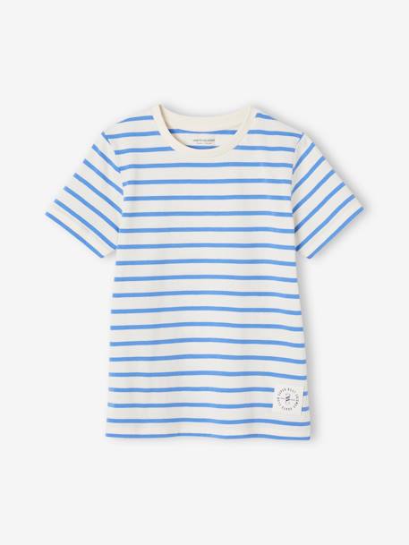 Marinière jongensshirt korte mouwen azuurblauw+donkerblauwe indigo gestreept+geel, gestreept+Gestreept salie+rood, gestreept - vertbaudet enfant 