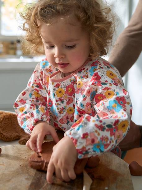 Slab lange mouwen meerkleurig+Plantenprint+roze (poederkleur)+vos - vertbaudet enfant 