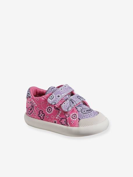 Stoffen tennisschoenen met klittenband voor babymeisjes groen madeliefjesprint+ijsblauw+paars, bedrukt+roze, bedrukt+veel roze+WIT - vertbaudet enfant 