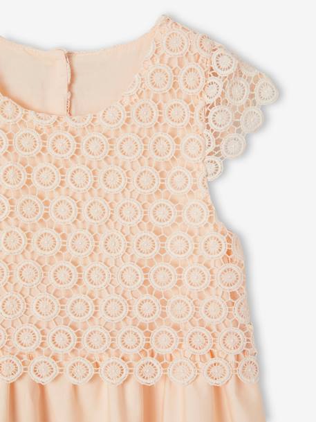 Formele jurk met 2-in-1 effect in macramé voor meisjes ivoor+nude - vertbaudet enfant 