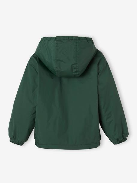 Windjack met capuchon en sherpavoering voor jongens kaki+karamel+marineblauw+olijf - vertbaudet enfant 