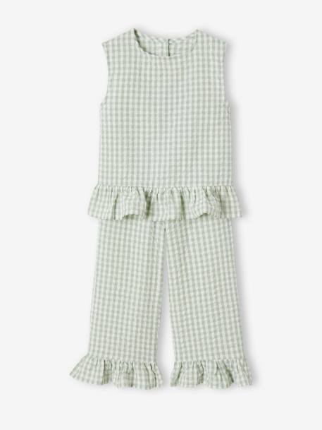 Meisjesset blouse + 7/8e broek saliegroen - vertbaudet enfant 