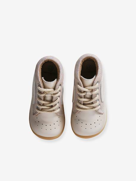 Soepele leren laarsjes voor baby's eerste stapjes 6509+iriserend beige+kameel - vertbaudet enfant 