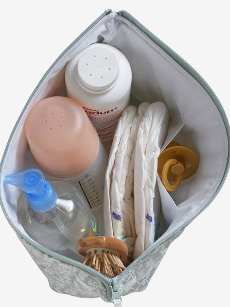 Toilettas voor kind in katoengaas beige, bedrukt+grijsblauw+print bloemen zolder+roze, bedrukt - vertbaudet enfant 