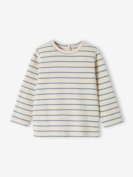 Fleece babyset met te personaliseren T-shirt en tuinbroek gemêleerd grijs+grijsblauw+karamel - vertbaudet enfant 
