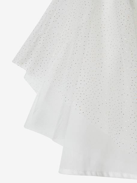 Tule feestjurk met pailletten, vlindermouwen voor meisjes ecru - vertbaudet enfant 