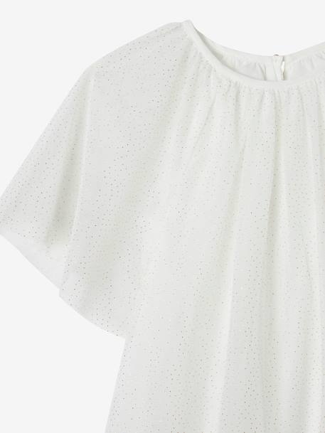 Tule feestjurk met pailletten, vlindermouwen voor meisjes ecru - vertbaudet enfant 
