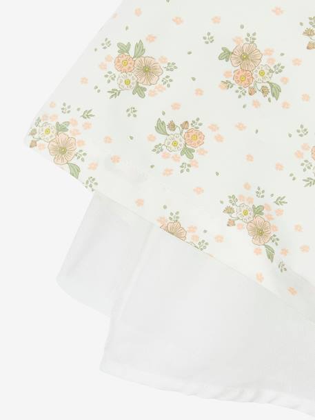 Feestelijke meisjesjurk met aquarel bloemmotieven aan de onderkant lichtblauw+lichtroze+roze, bedrukt+wit+wit, bedrukt - vertbaudet enfant 