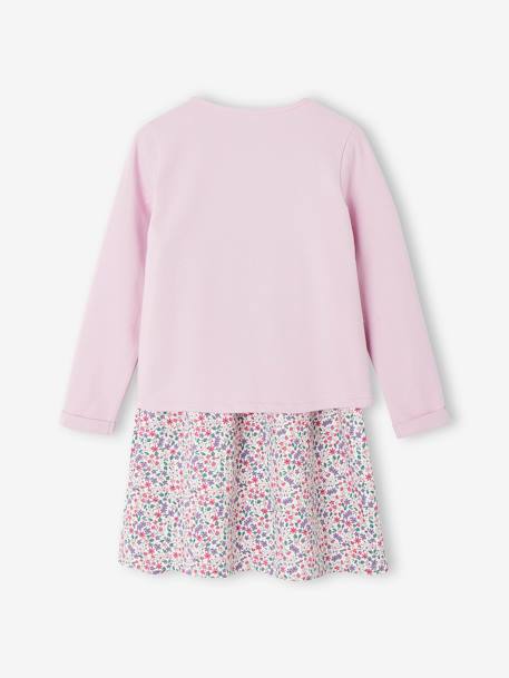 Set jurk + cardigan voor meisje roze, bedrukt+zachtpaars - vertbaudet enfant 
