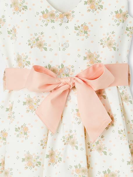 Feestelijke meisjesjurk met aquarel bloemmotieven aan de onderkant lichtblauw+lichtroze+roze, bedrukt+wit+wit, bedrukt - vertbaudet enfant 