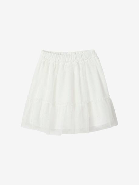 Tule rokje met glitters voor meisjes ecru+iriserend beige+nude - vertbaudet enfant 