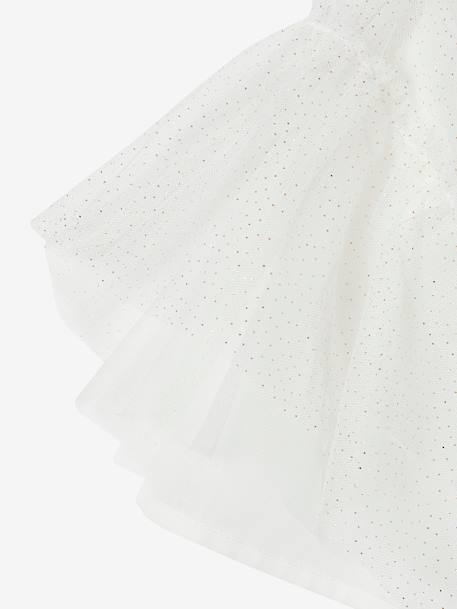 Tule rokje met glitters voor meisjes ecru+iriserend beige+nude - vertbaudet enfant 