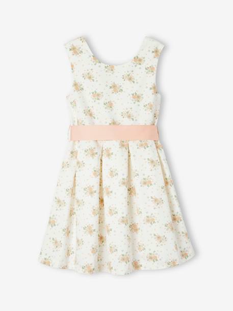 Feestelijke meisjesjurk met aquarel bloemmotieven aan de onderkant lichtblauw+lichtroze+roze, bedrukt+wit+wit, bedrukt - vertbaudet enfant 