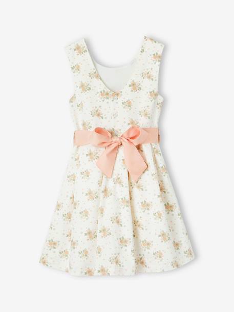 Feestelijke meisjesjurk met aquarel bloemmotieven aan de onderkant lichtblauw+lichtroze+roze, bedrukt+wit+wit, bedrukt - vertbaudet enfant 